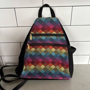 Danny K. Multicolor Geometric Design Backpack